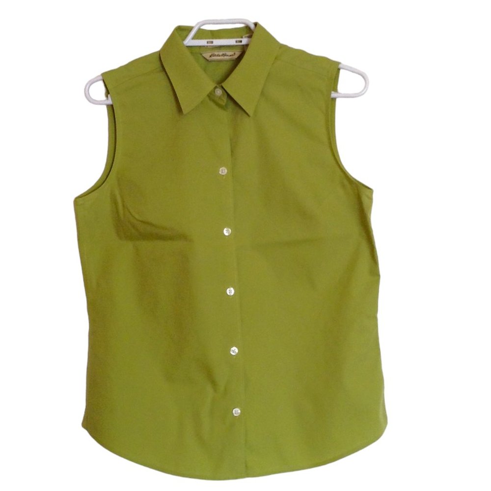 Eddie Bauer Women's Size M Sleeveless Green Blouse Top Button Down